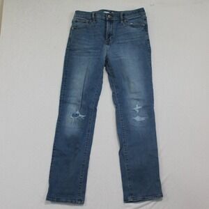 Old Navy Karate Slim Jeans Women 16 Blue Excellent Distressed Flex Denim
